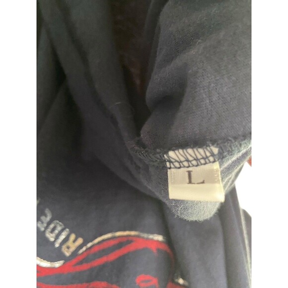 Affliction Womens American Customs Moto Foil Graphic Lace Up Top Size L Blue Y2K - Picture 12 of 15